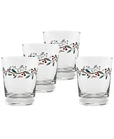 Fiesta Nutcracker Holly Tapered Dof Double Old Fashioned Glasses, Set of 4