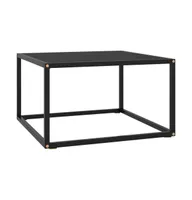 Coffee Table Black with Black Glass 23.6"x23.6"x13.8"