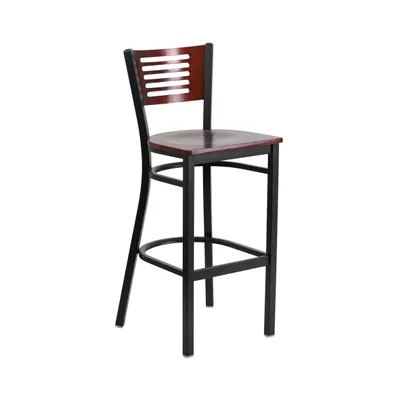 Decorative Slat Back Metal Restaurant Dining Barstool