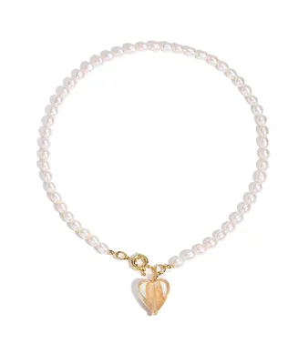 Esmee Glaze Heart Pendant Baroque Pearl Necklace