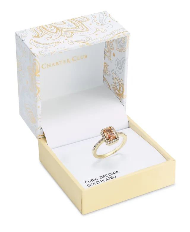 Charter Club Gold-Tone Crystal & Stone Ring