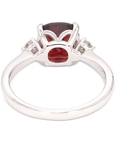 Garnet (2 ct. t.w.) & Diamond (1/8 ct. t.w.) Ring in 10k White Gold