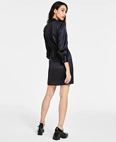 Bar Iii Women's V-Neck Long-Sleeve Tie-Waist Dress, Created for Macy's