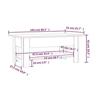 Coffee Table Smoked Oak 40.2"x21.7"x16.5" Engineered Wood