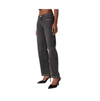 Women's Rivet trim straight leg jeans - Black