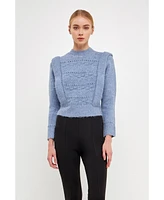 endless rose Women's Chunky Wool Knit Detailed Sweater