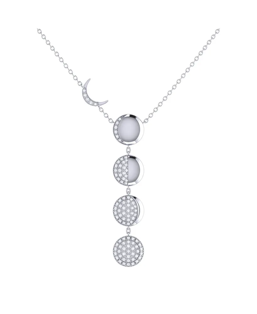 LuvMyJewelry Moon Transformation Design Sterling Silver Diamond Women Necklace