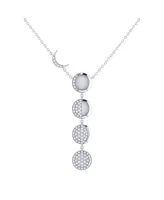 LuvMyJewelry Moon Transformation Design Sterling Silver Diamond Women Necklace