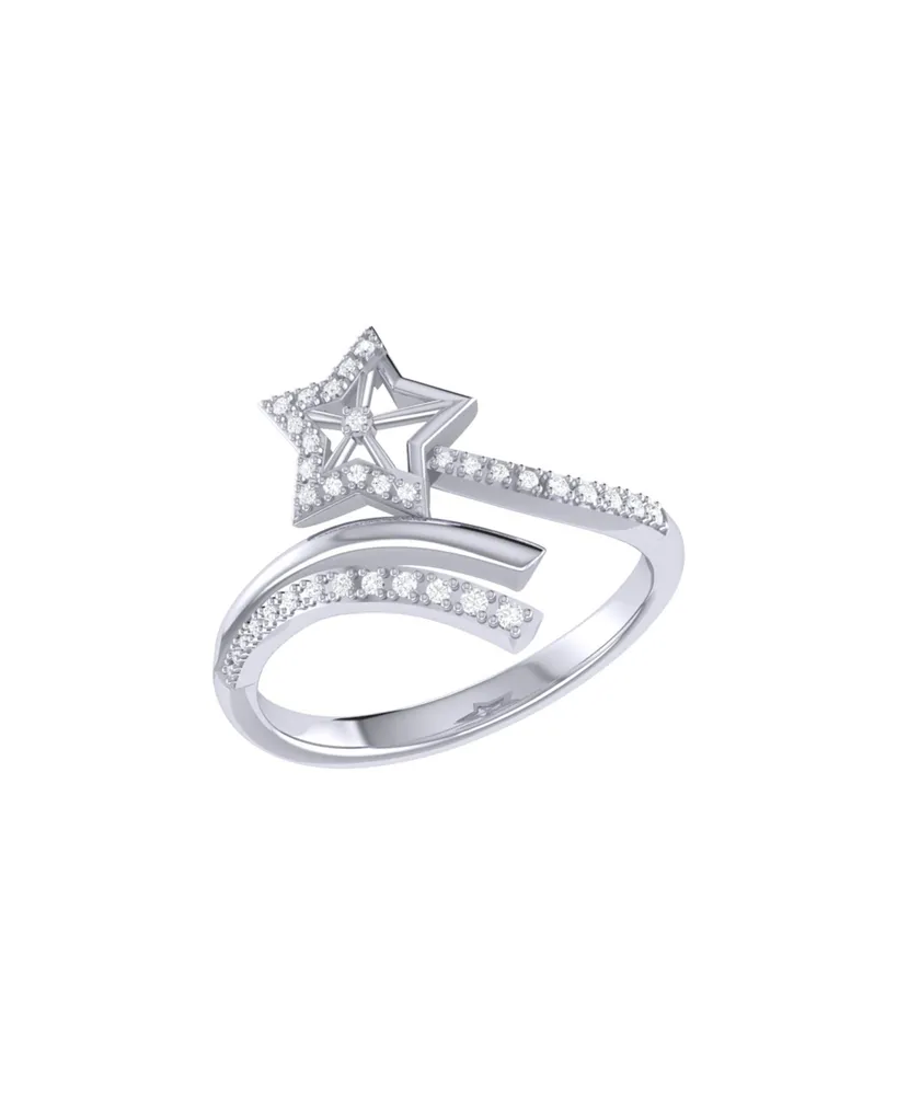LuvMyJewelry Star Spangled Night Design Sterling Silver Diamond Women Ring