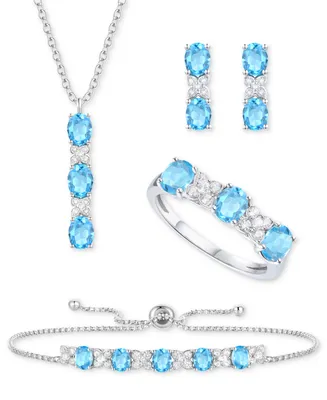 5-Pc. Set Amethyst (4-5/8 ct. t.w.) & Lab-Grown White Sapphire (3/4 Ring, Pendant Necklace, Bracelet, Stud Earrings Sterling Silver (Al