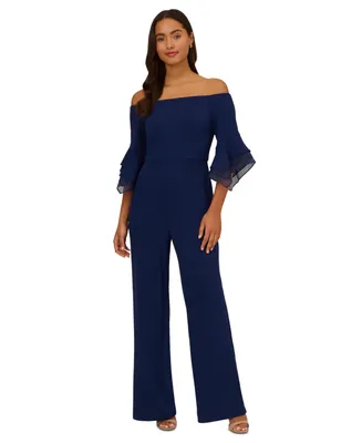 Adrianna Papell Women's Off-The-Shoulder Organza Crepe Jumpsuit