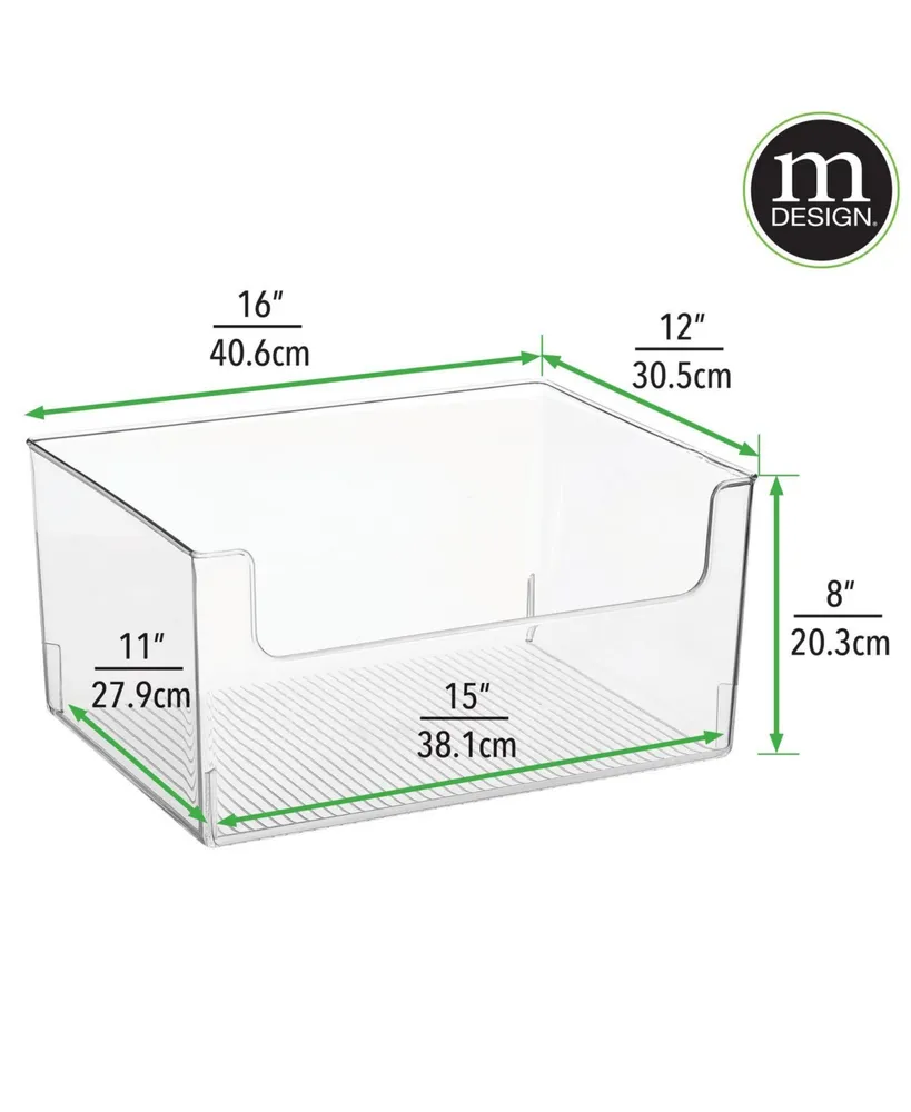 MDesign Kitchen Plastic Storage Organizer Bin Open Front - Pack