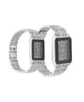 Jones New York Men and Women's Analog Shiny Silver-Tone Metal Bracelet His Hers Watch 40mm, 32mm Gift Set