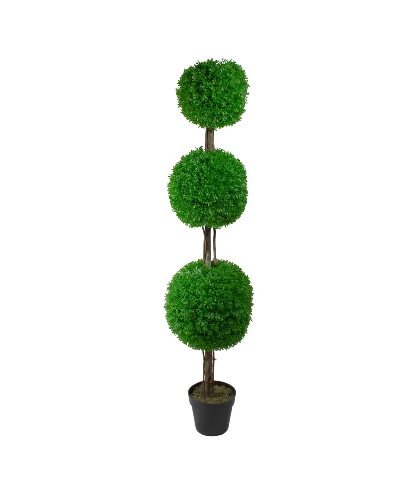 60" Triple Sphere Artificial Boxwood Topiary Potted Plant