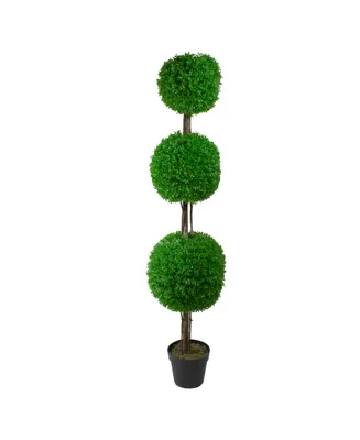 60" Triple Sphere Artificial Boxwood Topiary Potted Plant