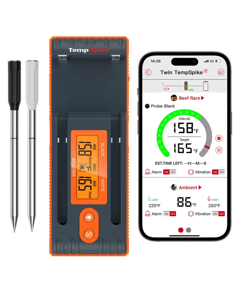 ThermoPro Pack of 1 Twin TempSpike 500' Truly Wireless Meat Thermometer with 2 Meat Probes