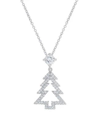 Macy's Cubic Zirconia Open Christmas Tree Pendant Necklace