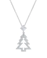 Macy's Cubic Zirconia Open Christmas Tree Pendant Necklace