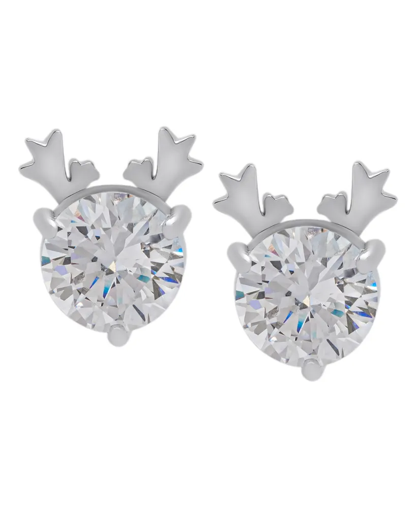 Macy's Cubic Zirconia Round Reindeer Stud Earrings