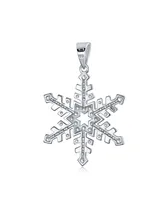 Bling Jewelry Christmas Holiday Party Branch Micro Pave Cubic Zirconia Cz Star Snowflake Pendant Necklace For Women Sterling Silver