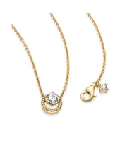 Pandora Timeless 14K Gold-Plated Sparkling Round Cubic Zirconia Halo Pendant Collier Necklace