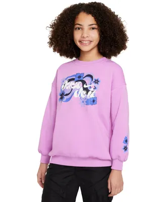 Nike Big Girls Sportswear Club Fleece Oversized Crewneck Sweatshirt