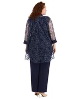 R & M Richards Plus Size Lace Jacket, Top & Pull-On Pants