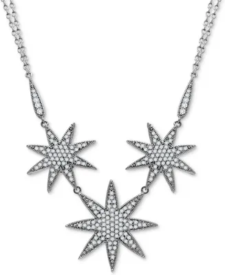 Cubic Zirconia Star Cluster Pendant Necklace in Sterling Silver, 16" + 2" extender, Created for Macy's