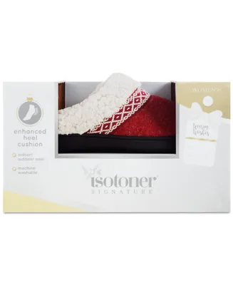 Isotoner Signature Women's Heather-Knit Ada Hoodback Boxed Slippers