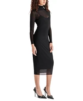 Steve Madden Women's Vivienne Mesh Long-Sleeve Midi Dress