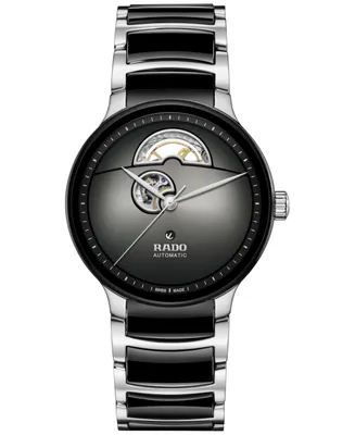 Rado Unisex Swiss Automatic Centrix Open Heart Black Ceramic & Stainless Steel Bracelet Watch 40mm