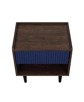 Manhattan Comfort Duane 2-Piece Medium Density Fibreboard Ribbed 1-Drawer Nightstand Set