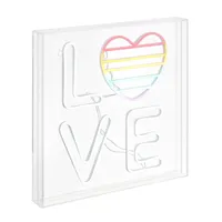 Jonathan Y Love Square Contemporary Glam Acrylic Box Usb Operated Led Neon Light