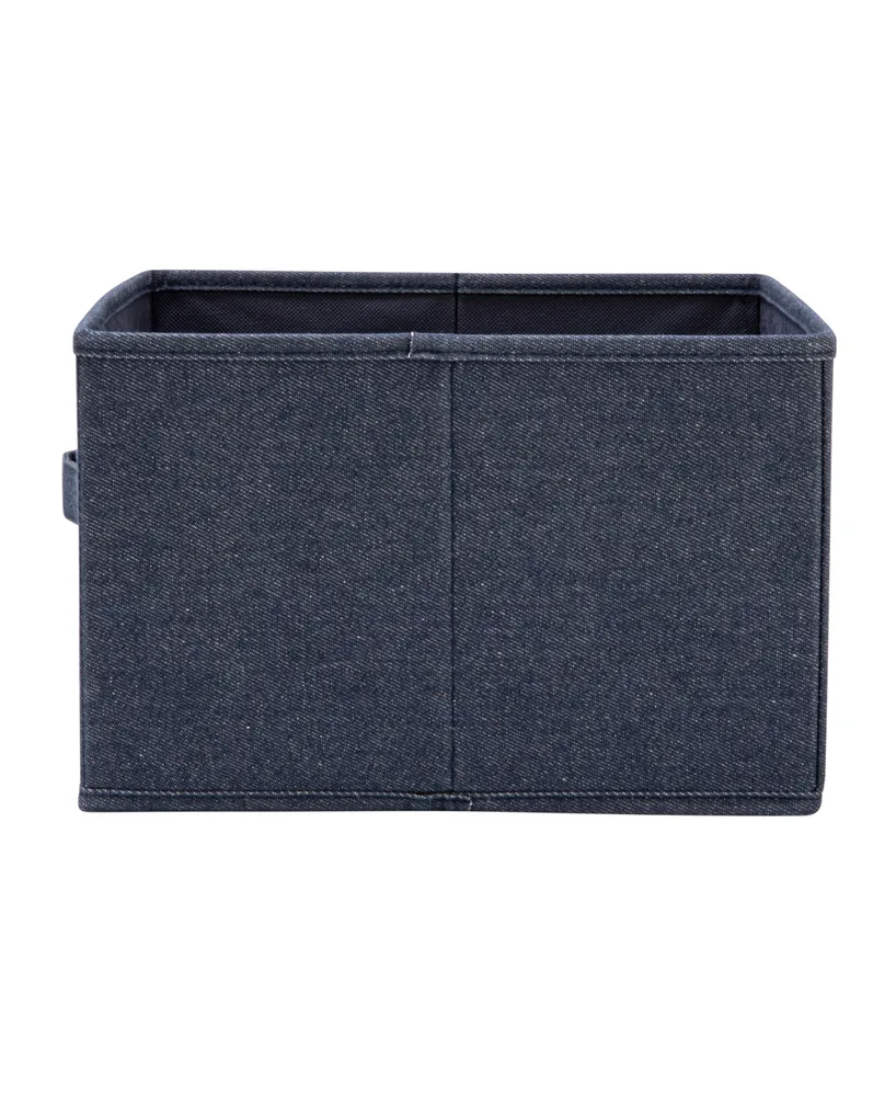 Household Essentials Collapsible Cotton Blend Cube Storage Drawer with Handle, Set of 2