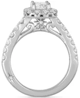 Diamond Princess Halo Bridal Set (2 ct. t.w.) in 18k White Gold