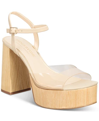 Things Ii Come Women's Daceywood Luxurious Wood Platform Sandals