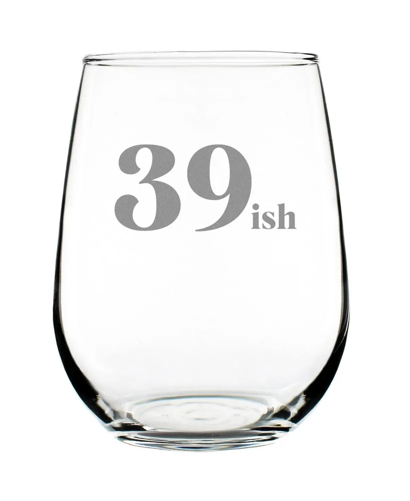 Bevvee 39ish 40th Birthday Gifts Stem Less Wine Glass, 17 oz