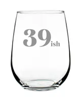 Bevvee 39ish 40th Birthday Gifts Stem Less Wine Glass, 17 oz