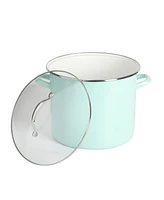 Martha Stewart Collection Thayer Enamel On Steel 12 Quart Stock Pot with Metal Lid