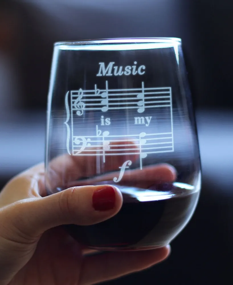 Bevvee Music is my Forte Musician Gifts Stem Less Wine Glass, 17 oz