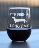 Bevvee It's Been a Long Day Funny Dachshund Dog Gifts Stem Less Wine Glass, 17 oz