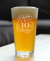 Bevvee Cheers to 10 Years 10th Anniversary Gifts Pint Glass, 16 oz