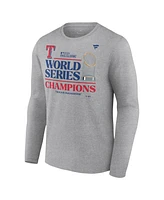 Men's Fanatics Heather Gray Texas Rangers 2023 World Series Champions Locker Room Long Sleeve T-shirt