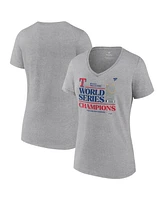 Women's Nike Heather Gray Texas Rangers 2023 World Series Champions Locker Room V-Neck T-shirt