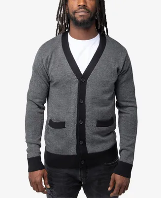 X-Ray Men's Herringbone Cardigan Sweater