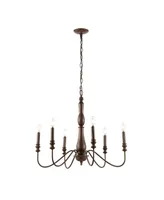 Victoria Rustic Midcentury Iron Led Chandelier