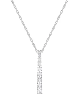 Diamond Graduated Linear 18" Pendant Necklace (1/2 ct. t.w.) in 14k White Gold