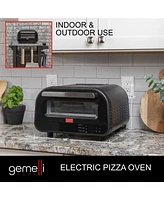 Gemelli Home Pizza Oven, Electric Indoor and Outdoor Pizza Maker, Up to 750F, Countertop Pizza Oven with 6 Preset Functions, Pizza Stone, and Accessor