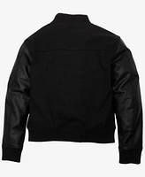 Xray Boy's Wool Varsity Bomber Jacket With Grainy Pu Sleeves