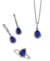 Effy Tanzanite (1-1/6 ct. t.w.) & Diamond (1/4 ct. t.w.) Dangle Hoop Drop Earrings in Sterling Silver